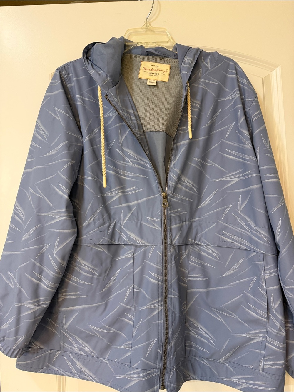 Weatherproof Light Blue Hooded Utility Jacket with White Print